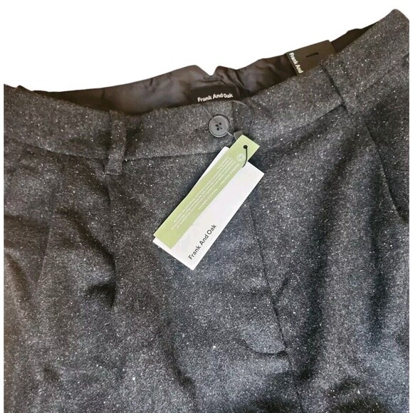 Frank And Oak Gertrude Tweed Trousers Womens 12 Wide-Leg High-Rise Office NWT - Picture 3 of 9